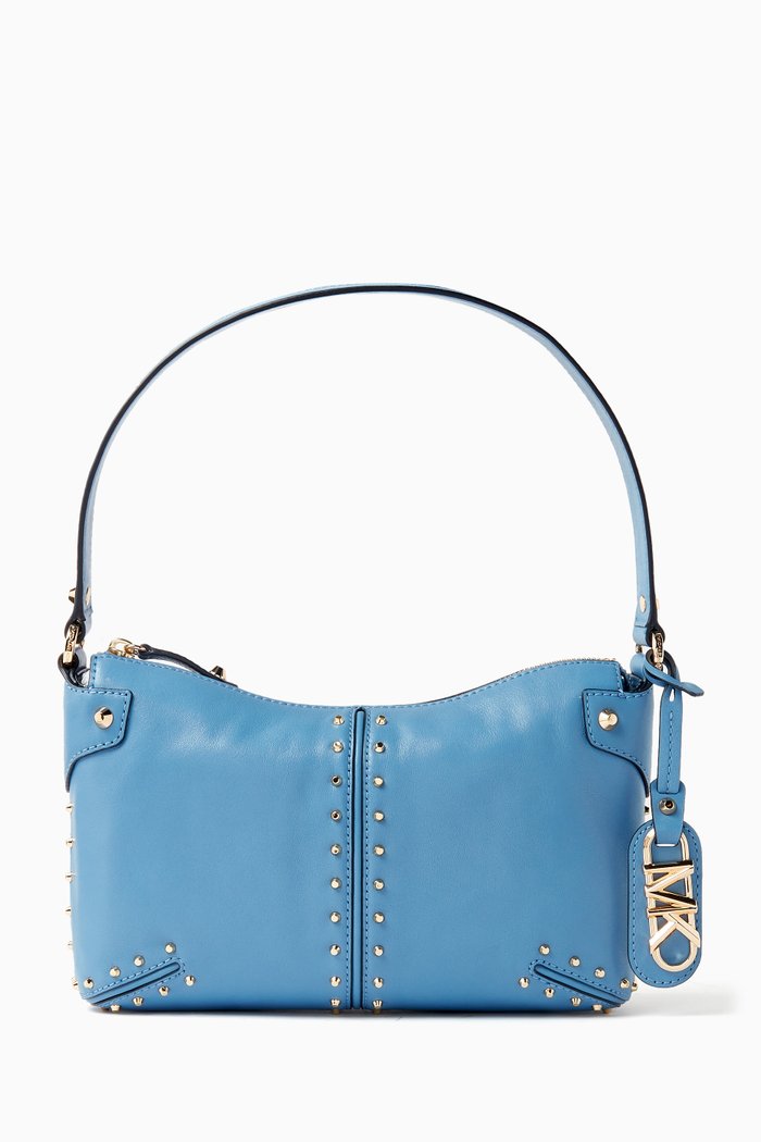 

Large Astor Shoulder Bag in Studded Leather, Blue