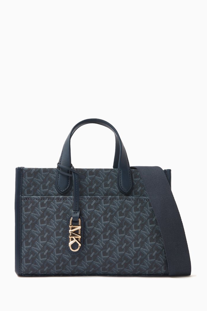 

Small Gigi East/West Tote Bag in Coated Canvas, Blue
