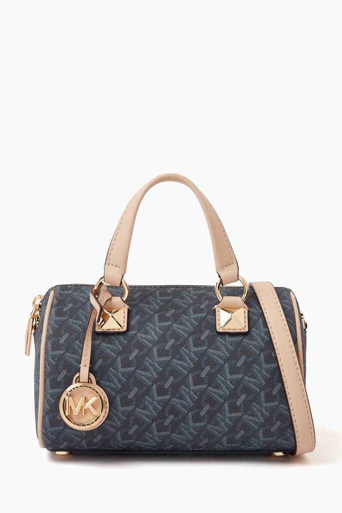 

Small Grayson Duffel Crossbody Bag in Coated Canvas, Blue