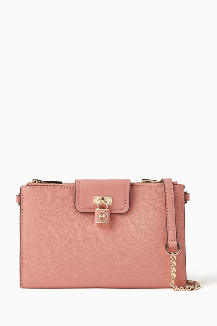 

Small Ruby Crossbody Bag in Saffiano Leather, Pink