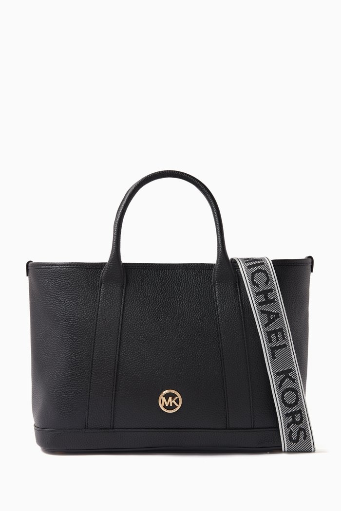 

Medium Luisa Satchel Bag in Pebbled Leather, Black