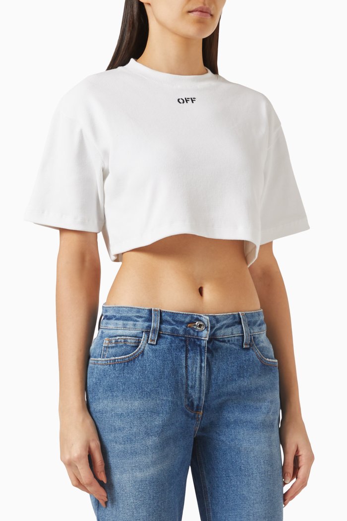 

Off Stamp Crop Top in Stretch-cotton, White