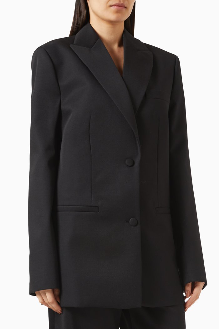 

Tomboy Single-breasted Blazer in Wool, Black