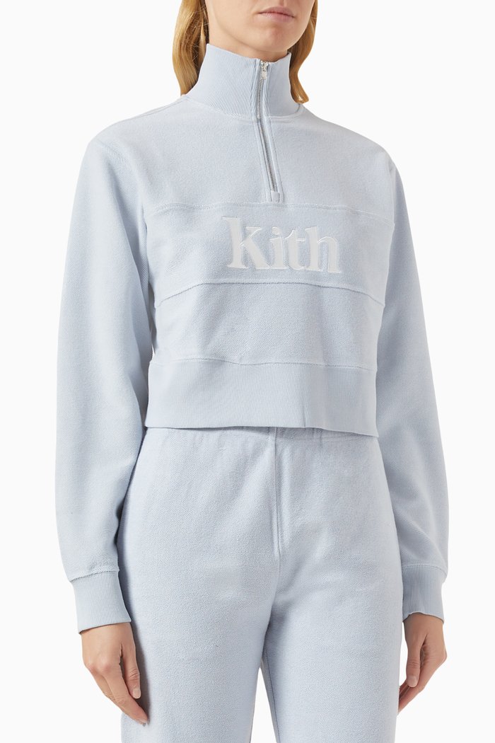 

Hunter II Kith Serif Quarter Zip Sweatshirt in French Terry, Blue