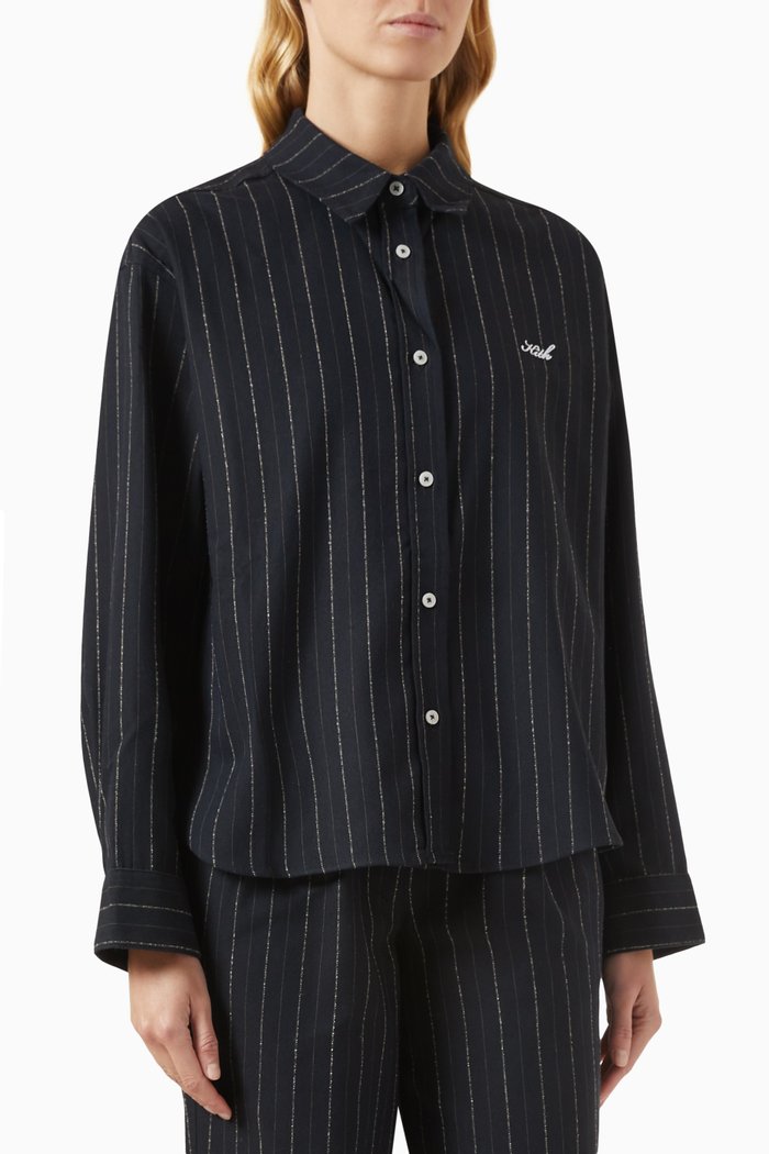 

Oversized Roanne Shirt in Cotton Blend, Black