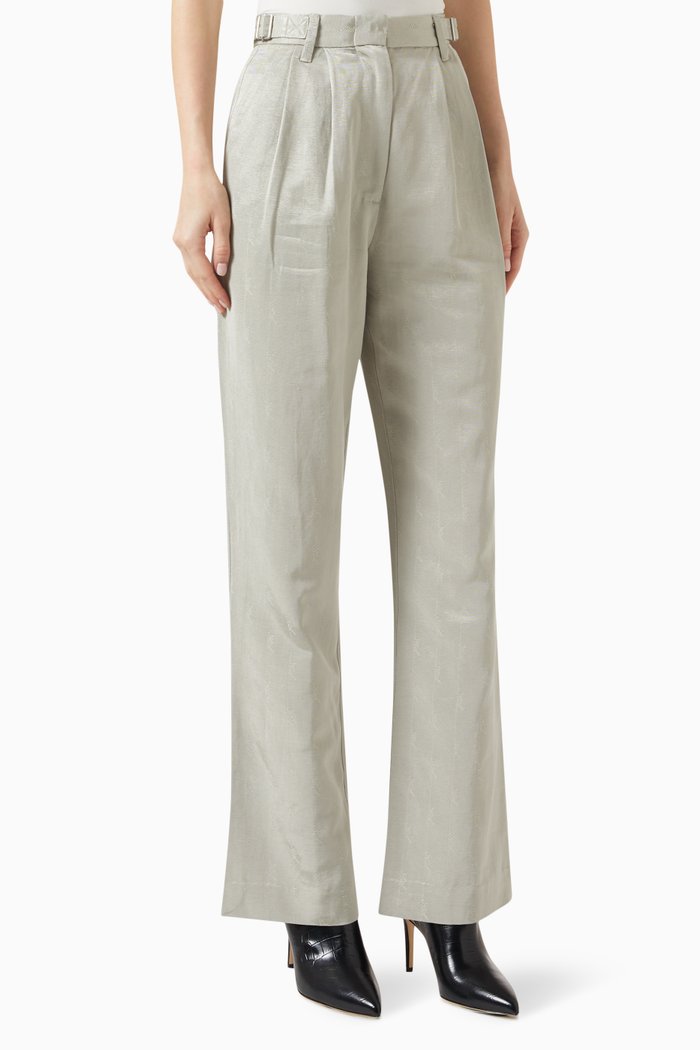 Riley II Logo Pants in Jacquard-faille, Neutral