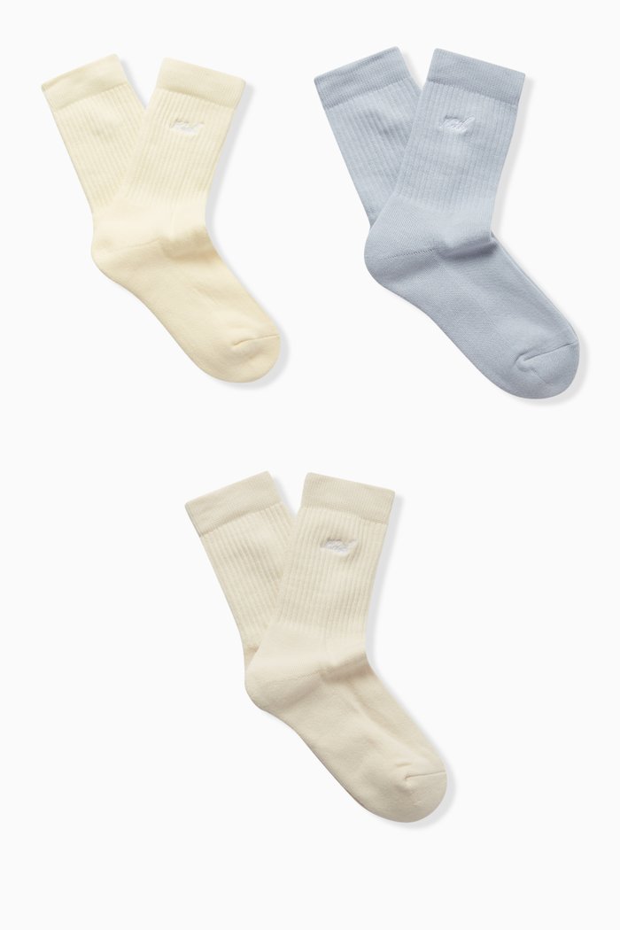 

Script Classic Crew Socks in Cotton-blend, Set of 3, Multicolour