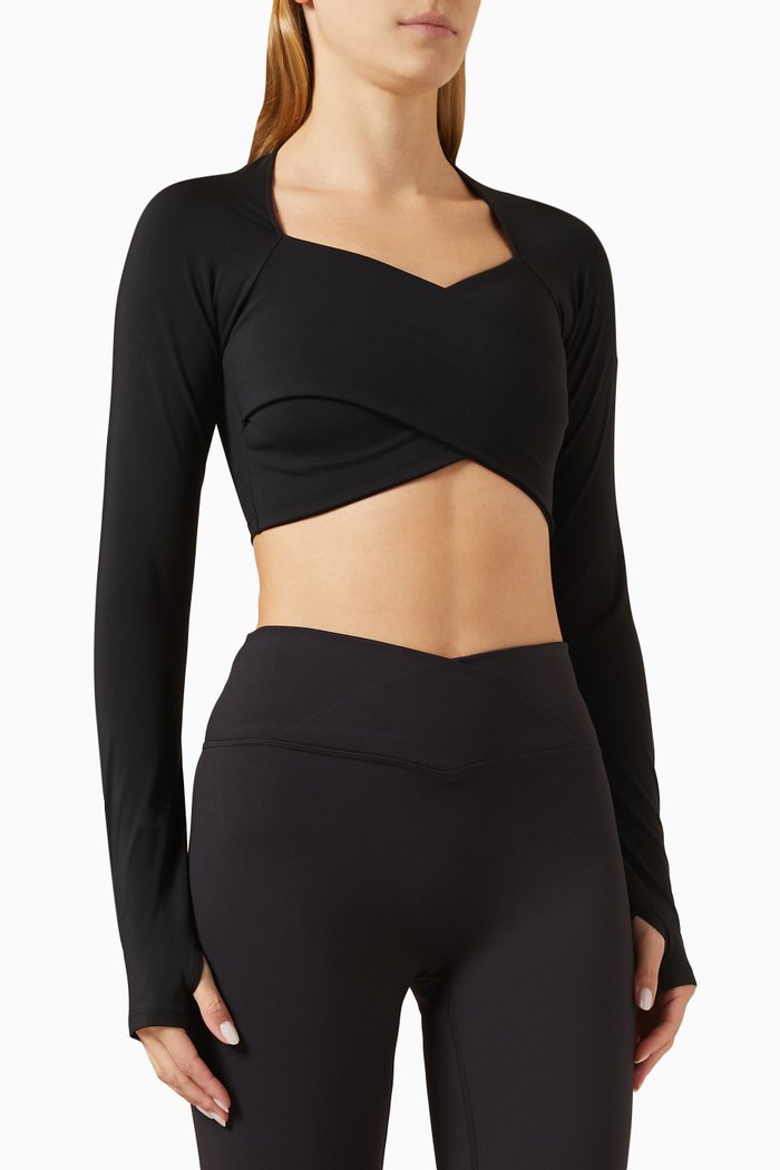 

Ultimate Long-sleeve Wrap Top, Black