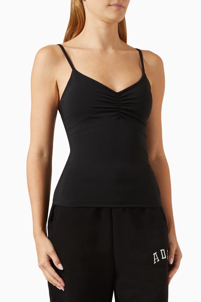 

Ultimate Ruched-front Longline Tank Top, Black