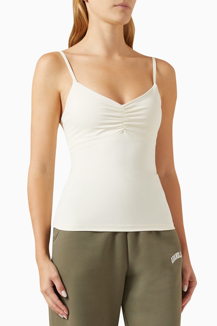 

Ultimate Ruched-front Longline Tank Top, White