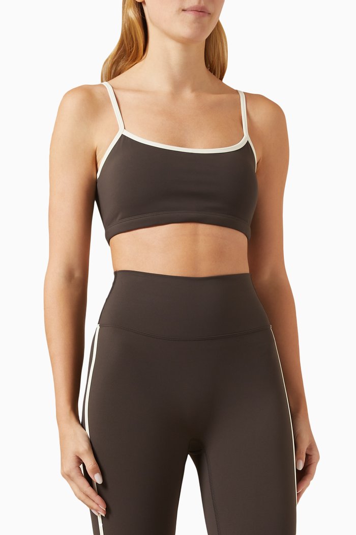 

Ultimate Contrast Strap Scoop Bra, Brown
