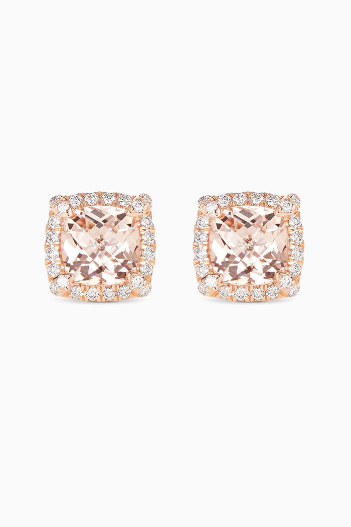 

Petite Chatelaine® Diamond & Morganite Stud Earrings in 18kt Rose Gold