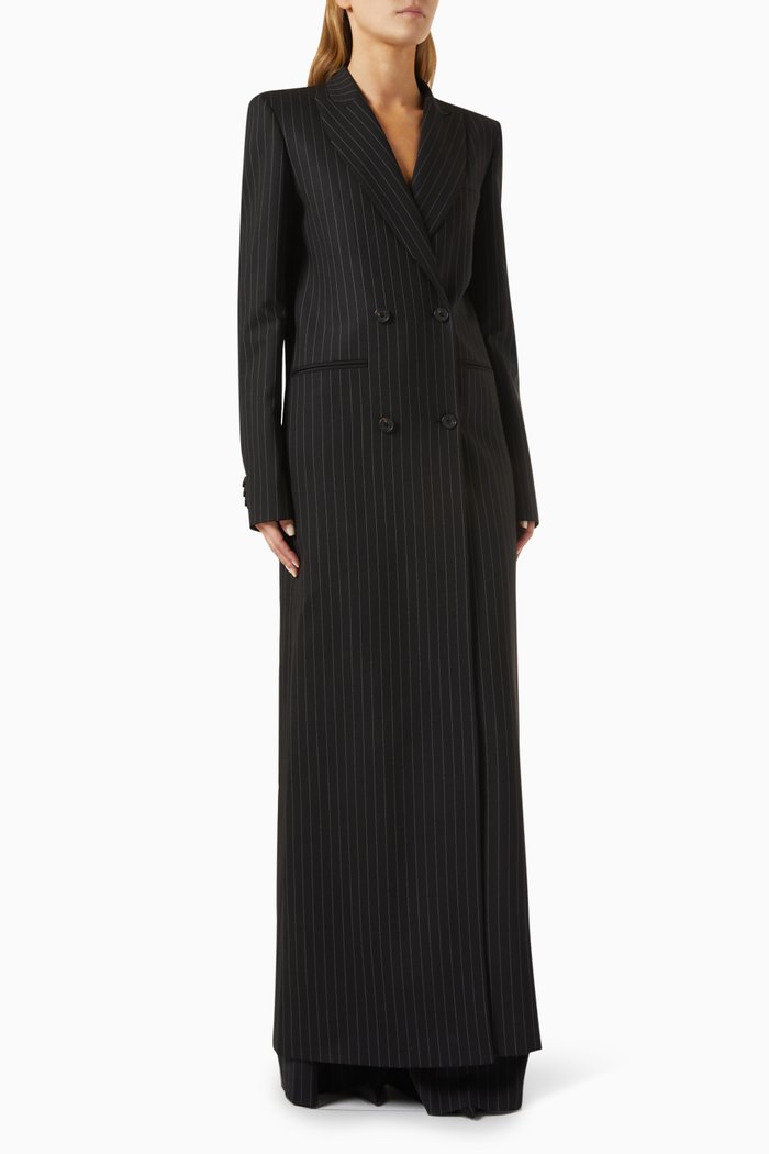 

Striped Blazer in Wool, Black