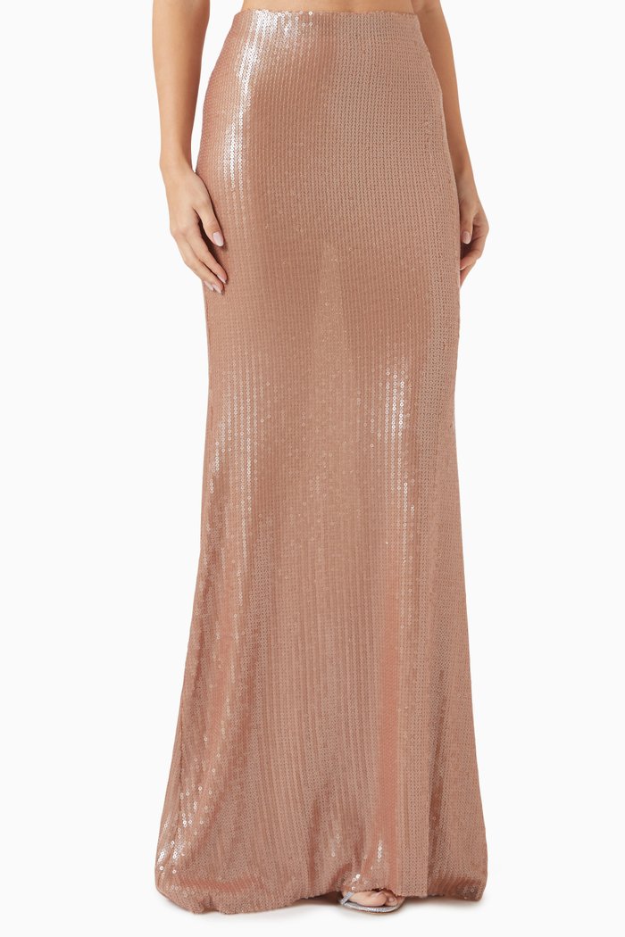 

Sequin-embellished Maxi Skirt, Brown