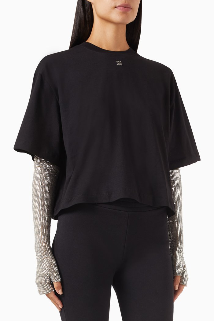 

Crystal-embellished Glove T-shirt in Cotton, Black