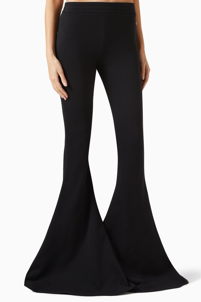 

Wide Bootcut Pants in Cotton Fleece, Black