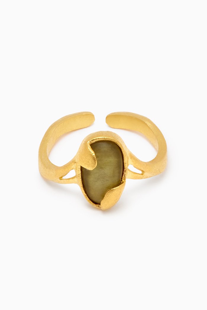 

Meteorite Ring in Gold-plated Brass, Green