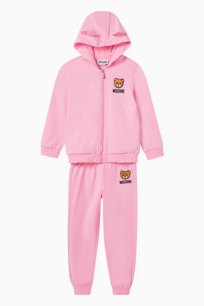 

Teddy Bear Tracksuit Set in Cotton, Pink