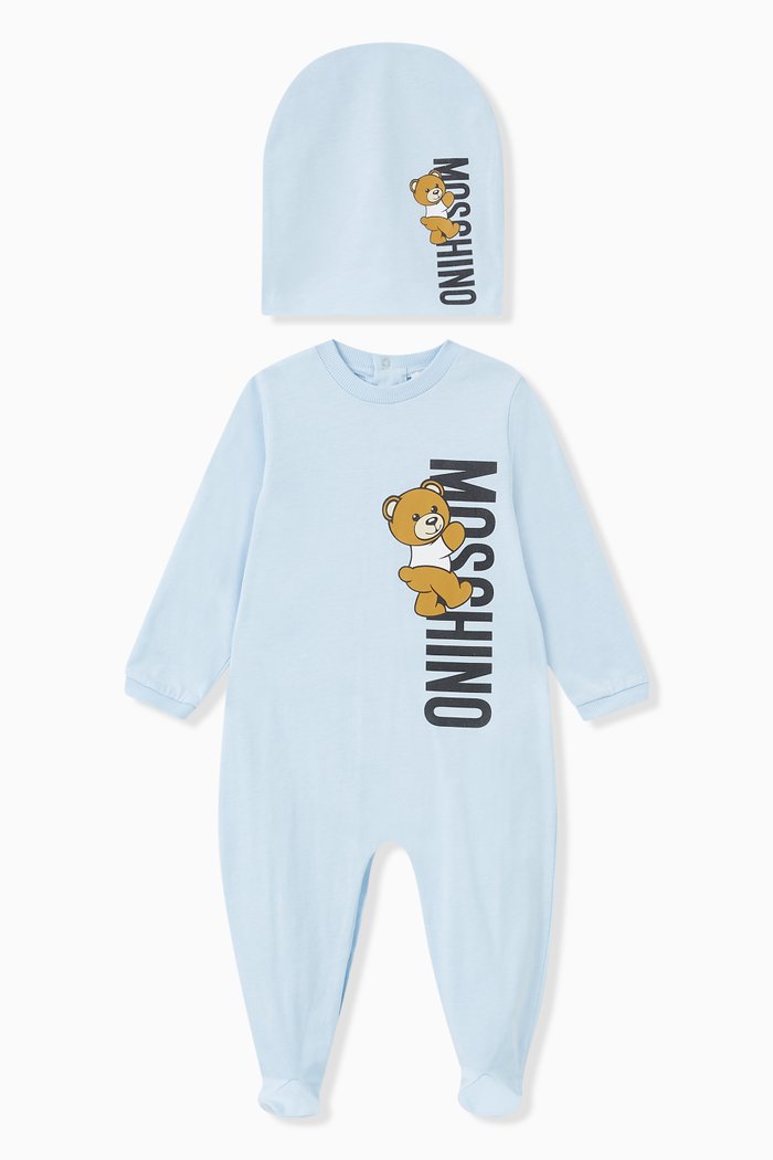 

Teddy Bear Print Pyjamas Gift Set in Cotton, Blue