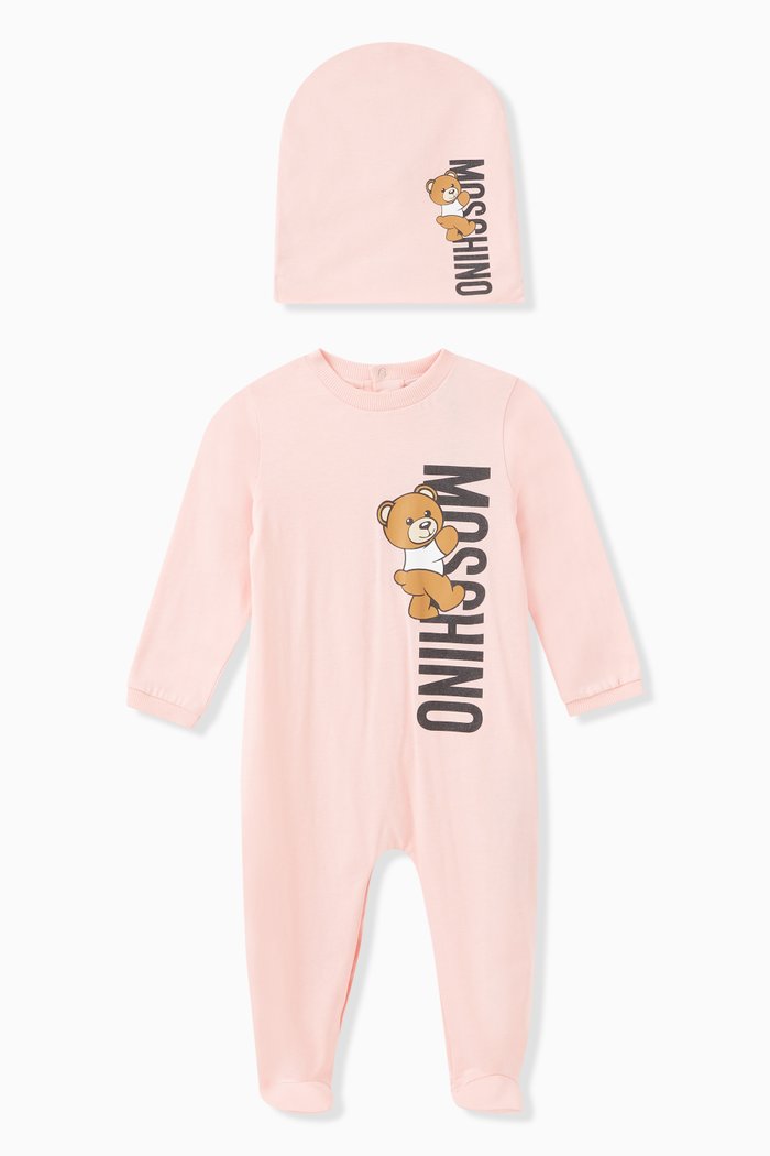 

Teddy Bear Print Pyjamas Gift Set in Cotton, Pink
