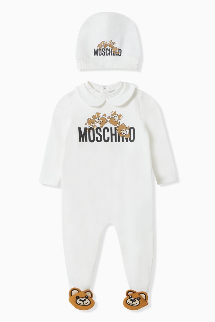 

Teddy Bear Pyjama Set in Cotton, White