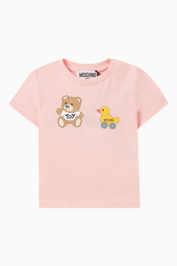 

Teddy Bear Print T-Shirt in Cotton, Pink