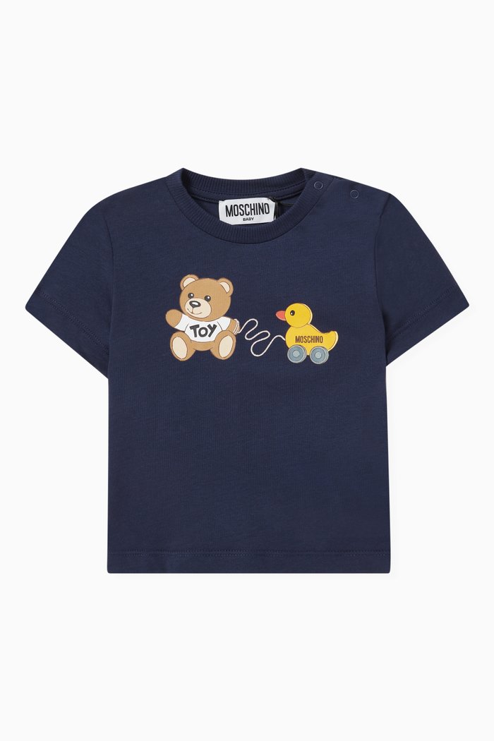 

Teddy Bear Print T-Shirt in Cotton, Blue