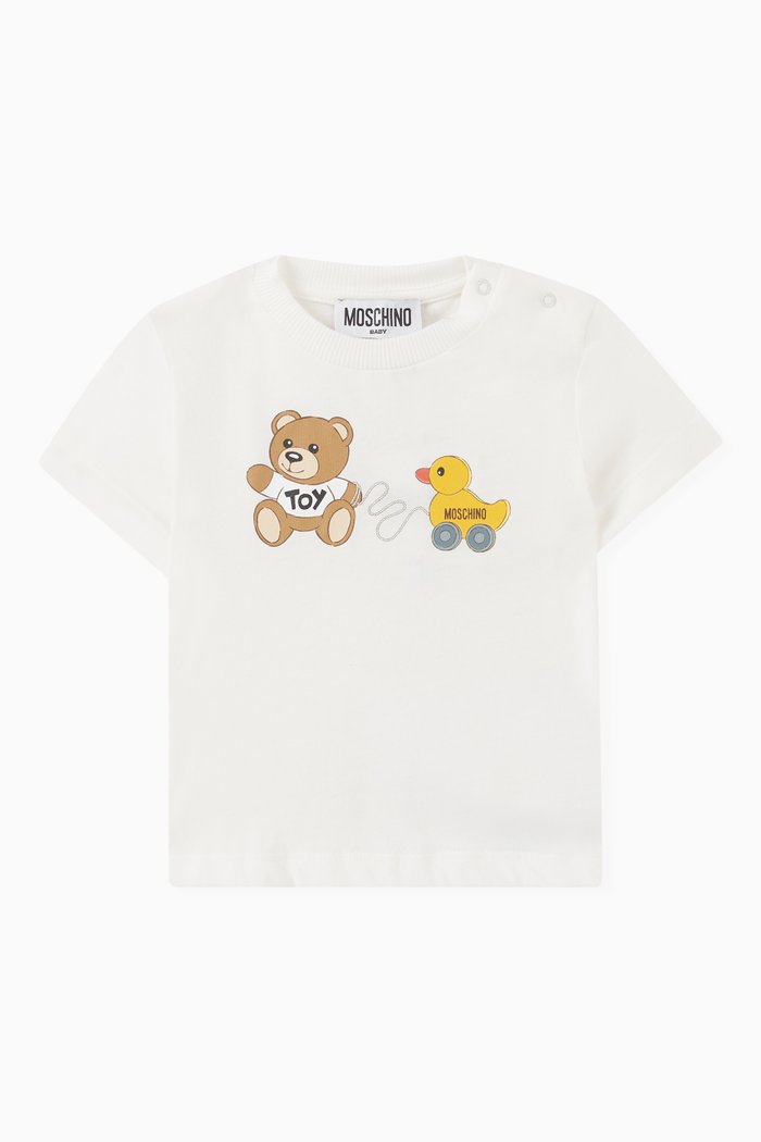 

Teddy Bear Print T-Shirt in Cotton, White
