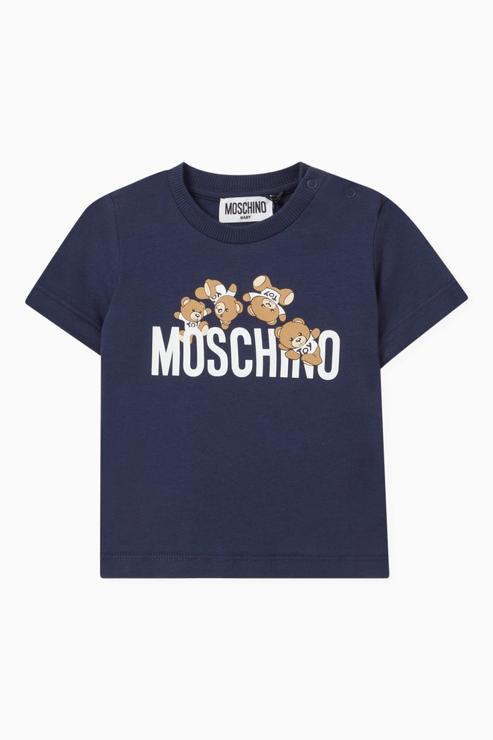 

Teddy Bear Print T-Shirt in Cotton, Blue