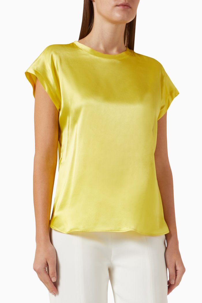 

Farida Top in Stretch Silk-satin, Yellow