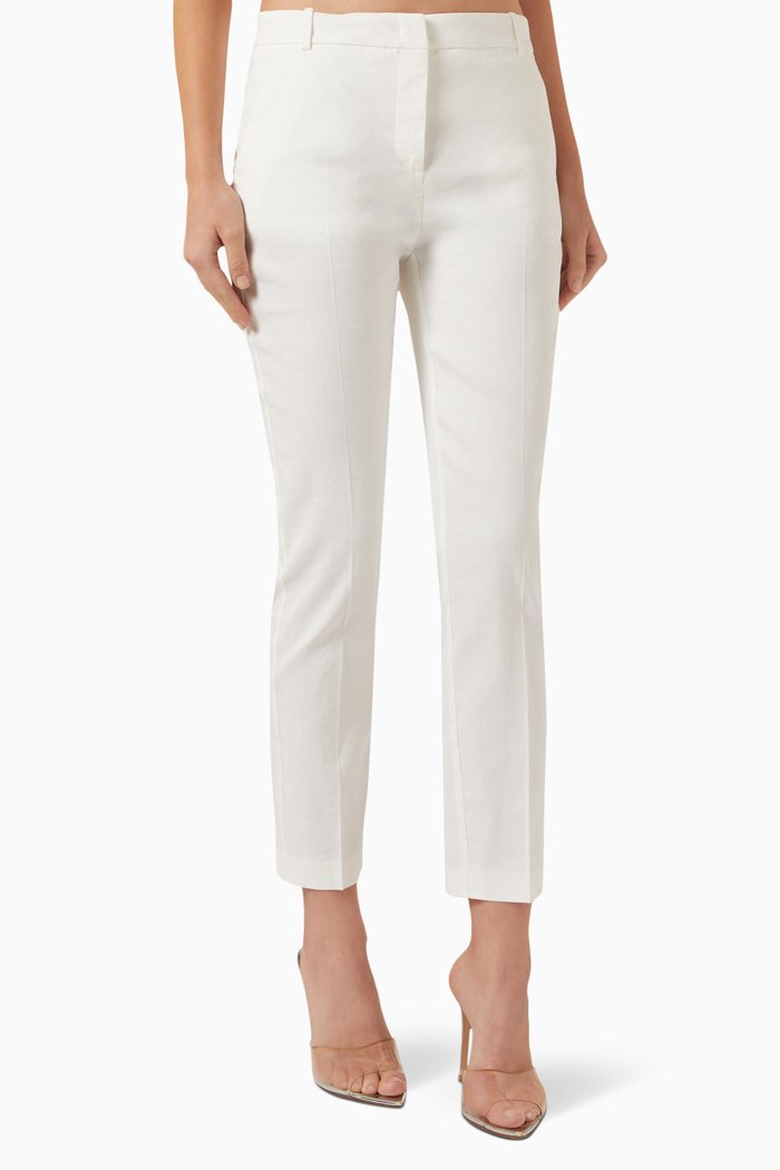 

Bello Slim-fit Pants in Linen-blend, White