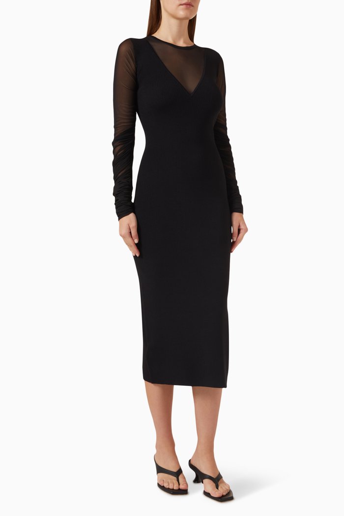 Bergamotto Midi Dress in Viscose-blend, Black