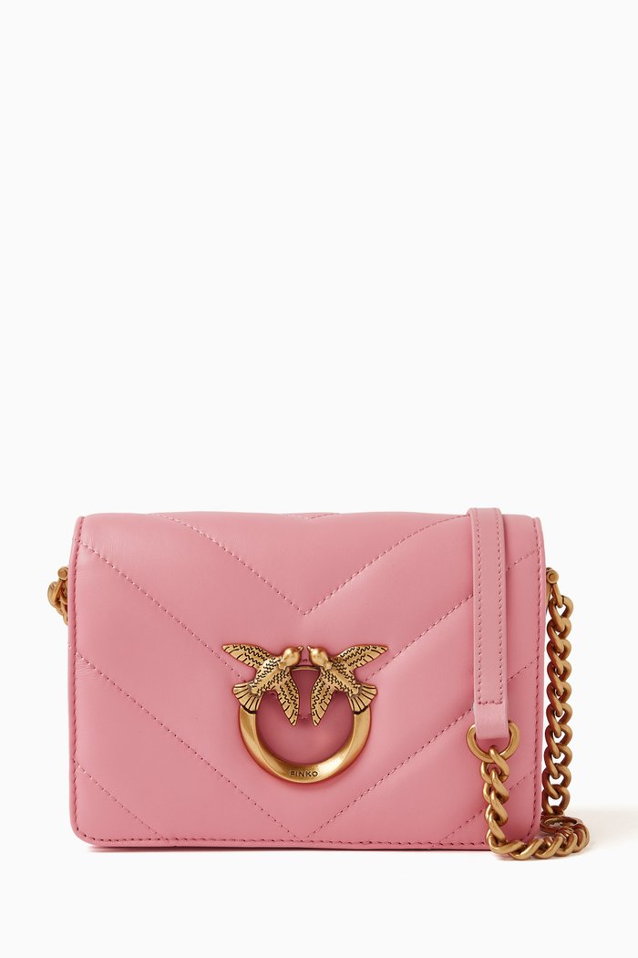 

Mini Love Click Crossbody Bag in Quilted Leather, Pink