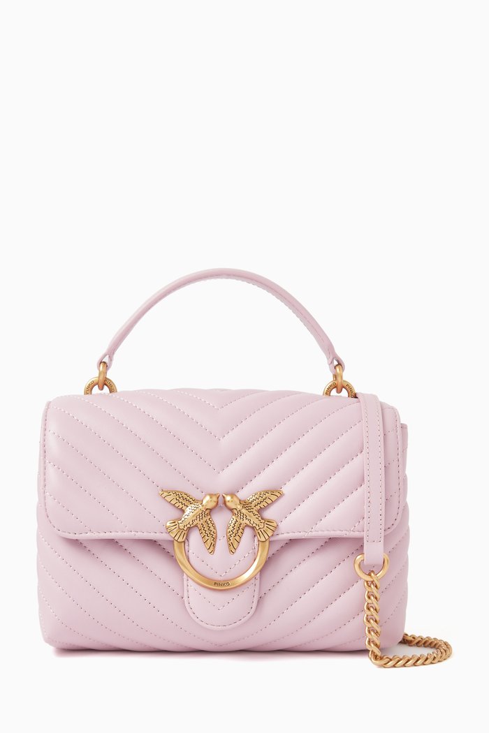 

Mini Love Lady Puff Top-handle Bag in Quilted Leather, Pink