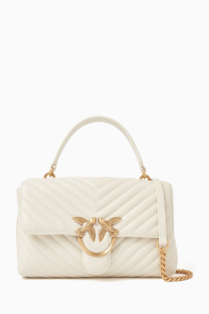 

Classic Lady Love Puff Top-handle Bag in Quilted Leather, White