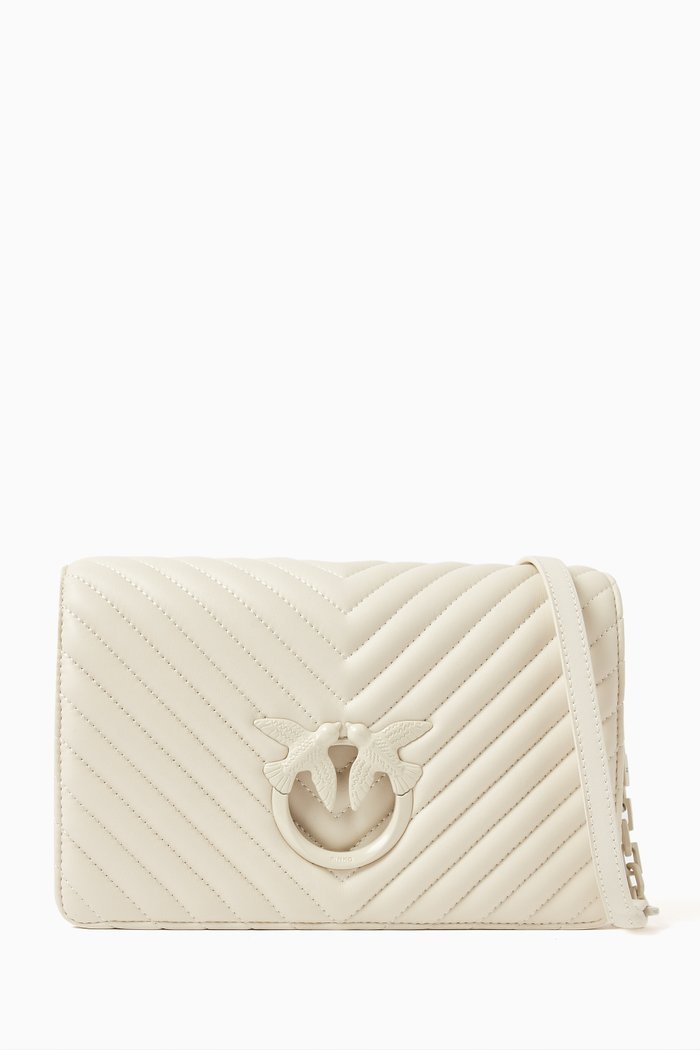 

Love Click Classic Crossbody Bag in Quilted Leather, White