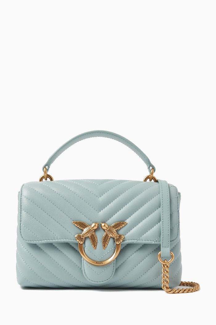 

Mini Love Lady Puff Top-handle Bag in Quilted Leather, Grey
