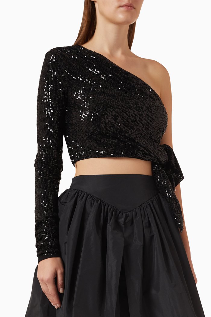 

Ierzu Embellished Blouse in Polyester, Black