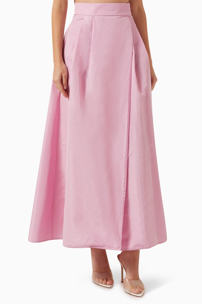

Propenso Wrap-front Maxi Skirt in Taffeta, Pink
