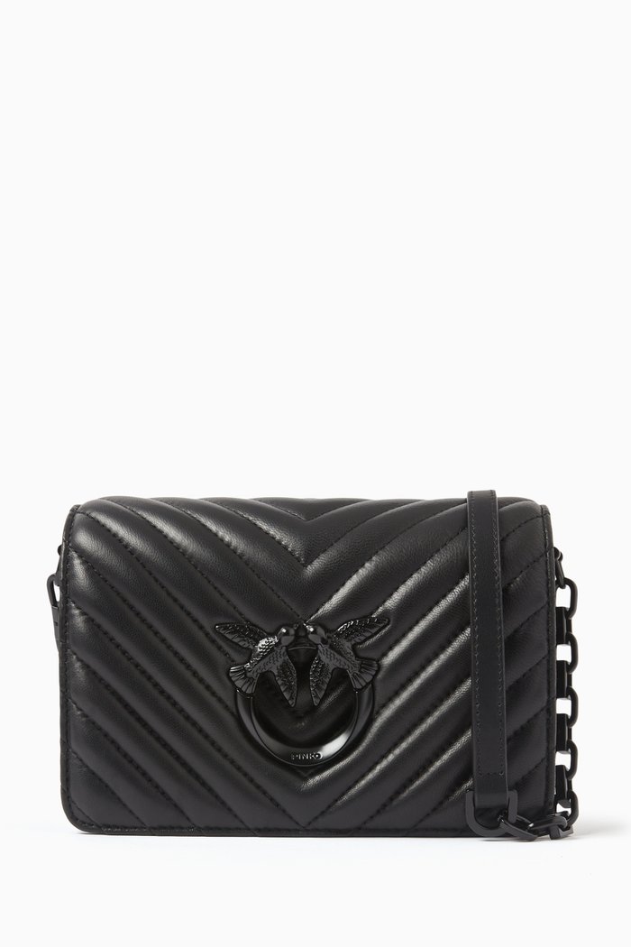 

Mini Love Click Crossbody Bag in Quilted Leather, Black