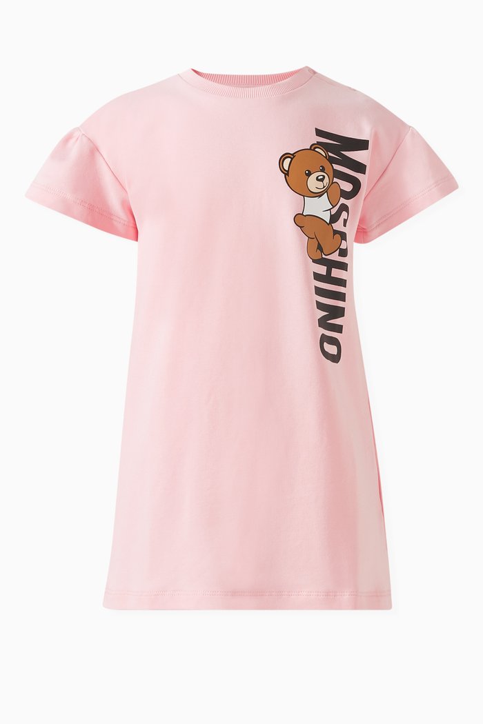 

Teddy Bear Logo Dress in Cotton, Pink