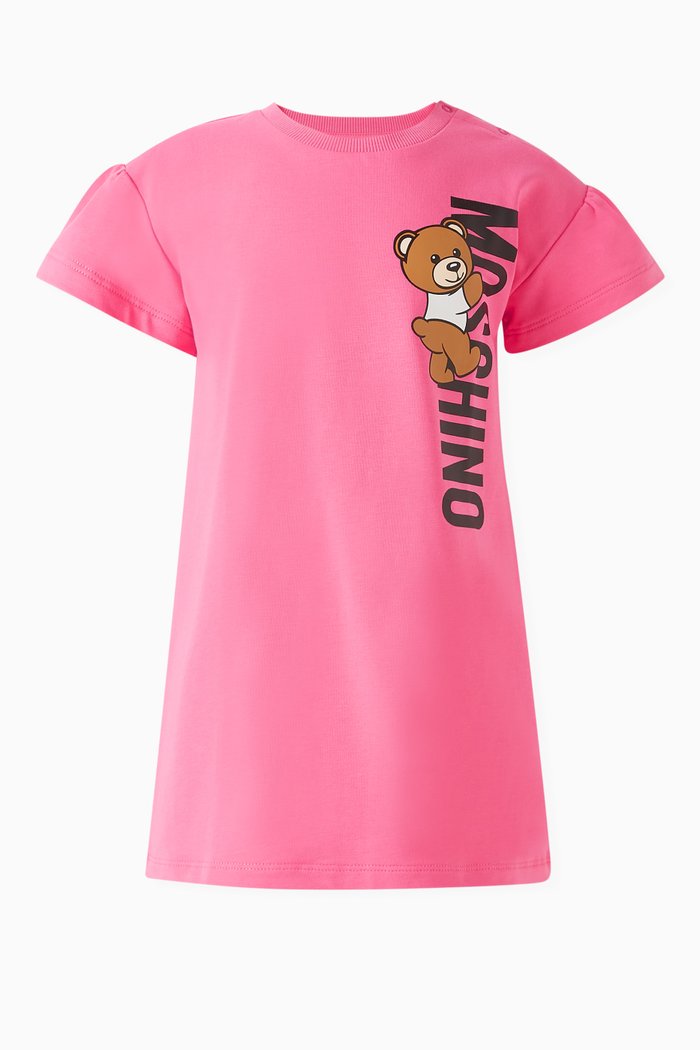 

Teddy Bear Logo Dress in Cotton, Pink