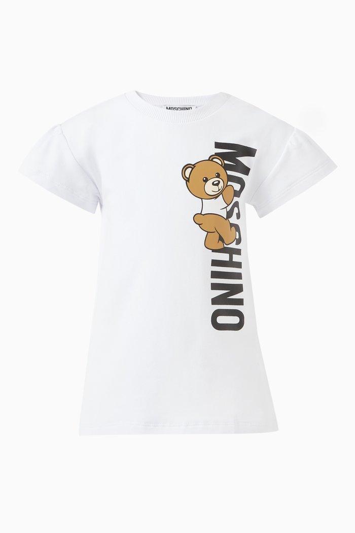 

Teddy Bear Logo Dress in Cotton, White