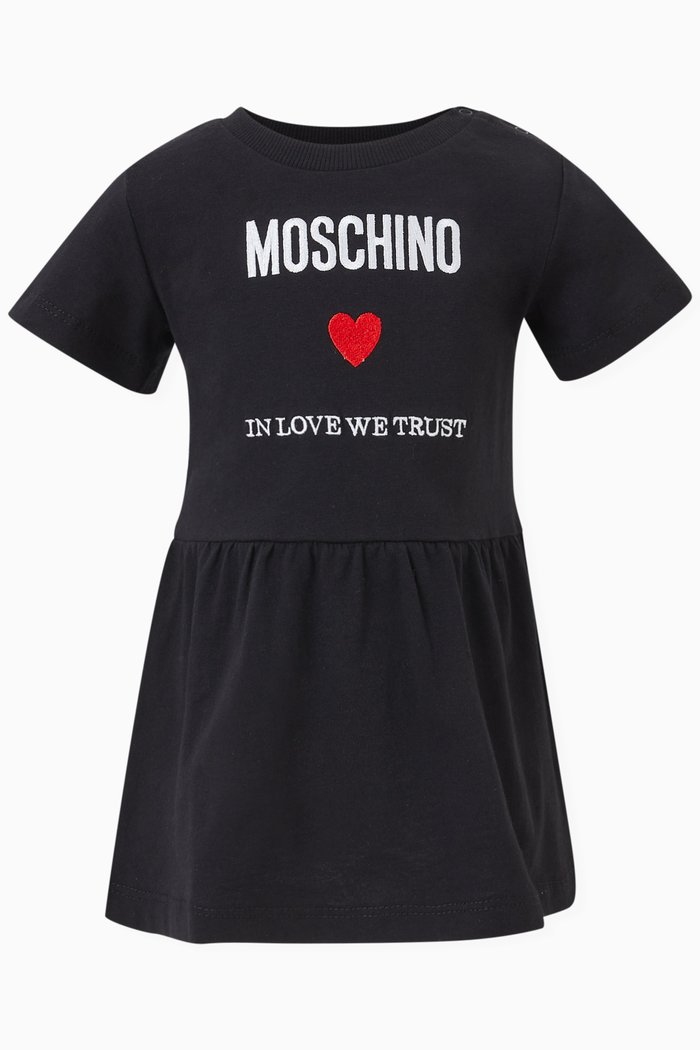Logo Dress in Cotton, Black