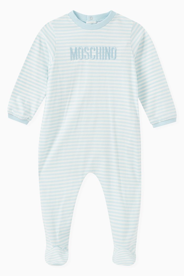 

Stripes Sleep Suit in Cotton, Blue