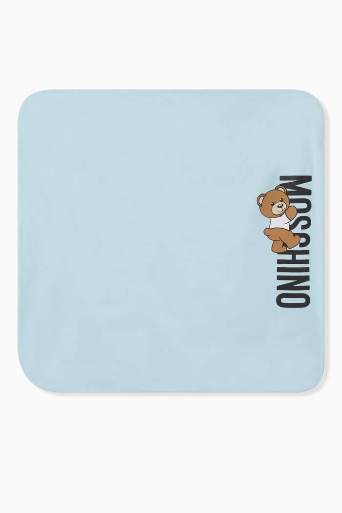 

Teddy Bear Print Blanket in Cotton, Blue