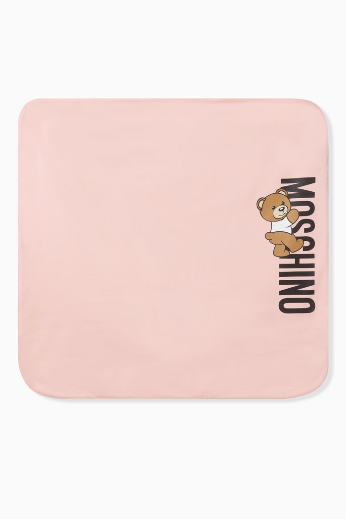 

Teddy Bear Print Blanket in Cotton, Pink