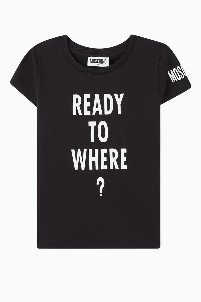 

Slogan-print T-shirt in Cotton Jersey, Black