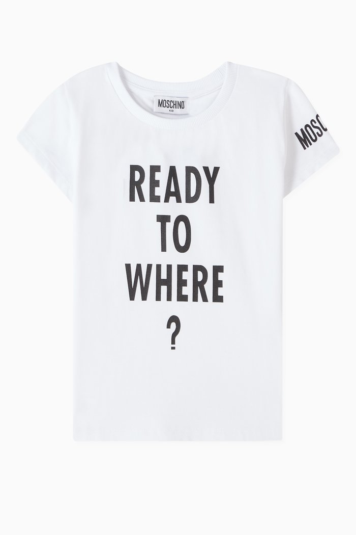 

Slogan-print T-shirt in Cotton Jersey, White