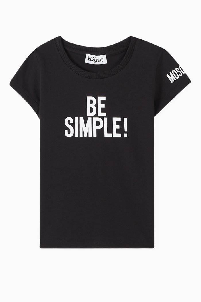

Slogan-print T-shirt in Cotton Jersey, Black